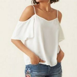 B.P. BP cold shoulder criss cross flowy blouse XS
